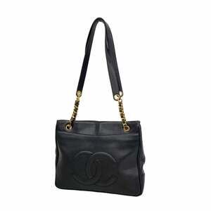 Chanel Tote Bag/Chain Tote, Caviar Leather, Black, Women's